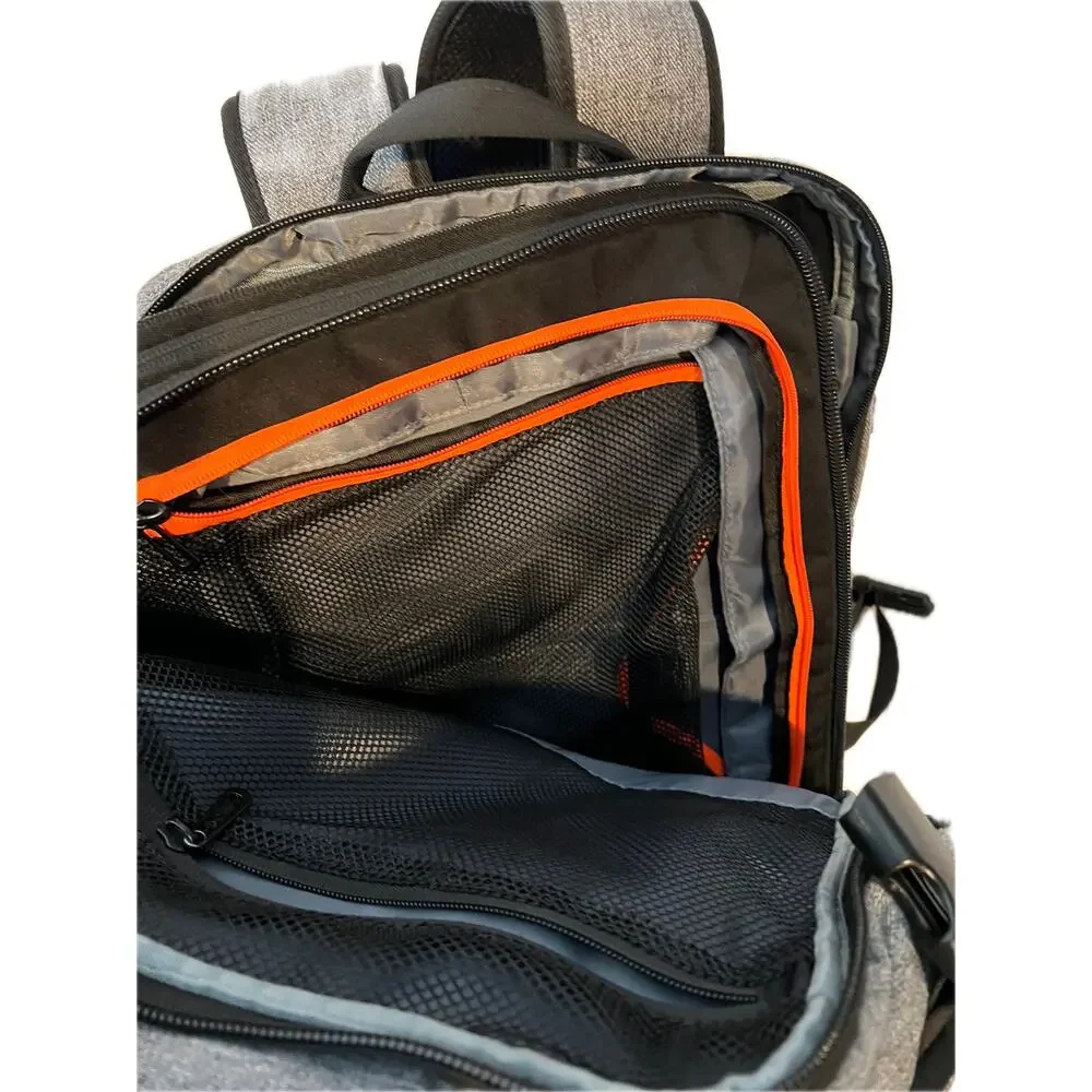 Clamshell Gray Black Padded Backpack 20